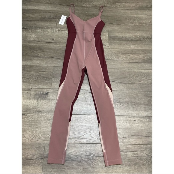 Outdoor Voices ZOOM FULL LENGTH BODYSUIT Jumpsuit DEEP TAUPE/SHIRAZ/MOCHA Sz XS - Picture 2 of 12